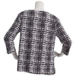 Plus Size Emily Daniels 3/4 Sleeve Plaid Jacquard Tunic Blouse