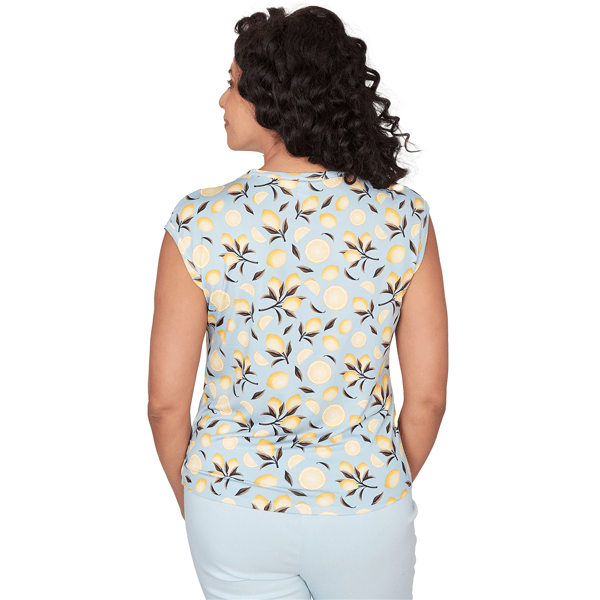 Petite Emaline Key Items Cap Sleeve All Over Lemon Blouse - image 
