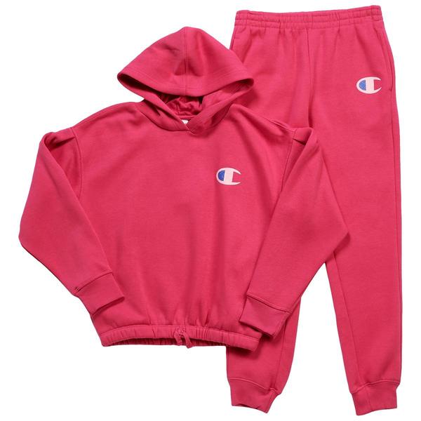 Girls (7-16) Champion(R) Glitter Logo Hoodie & Joggers Set - image 