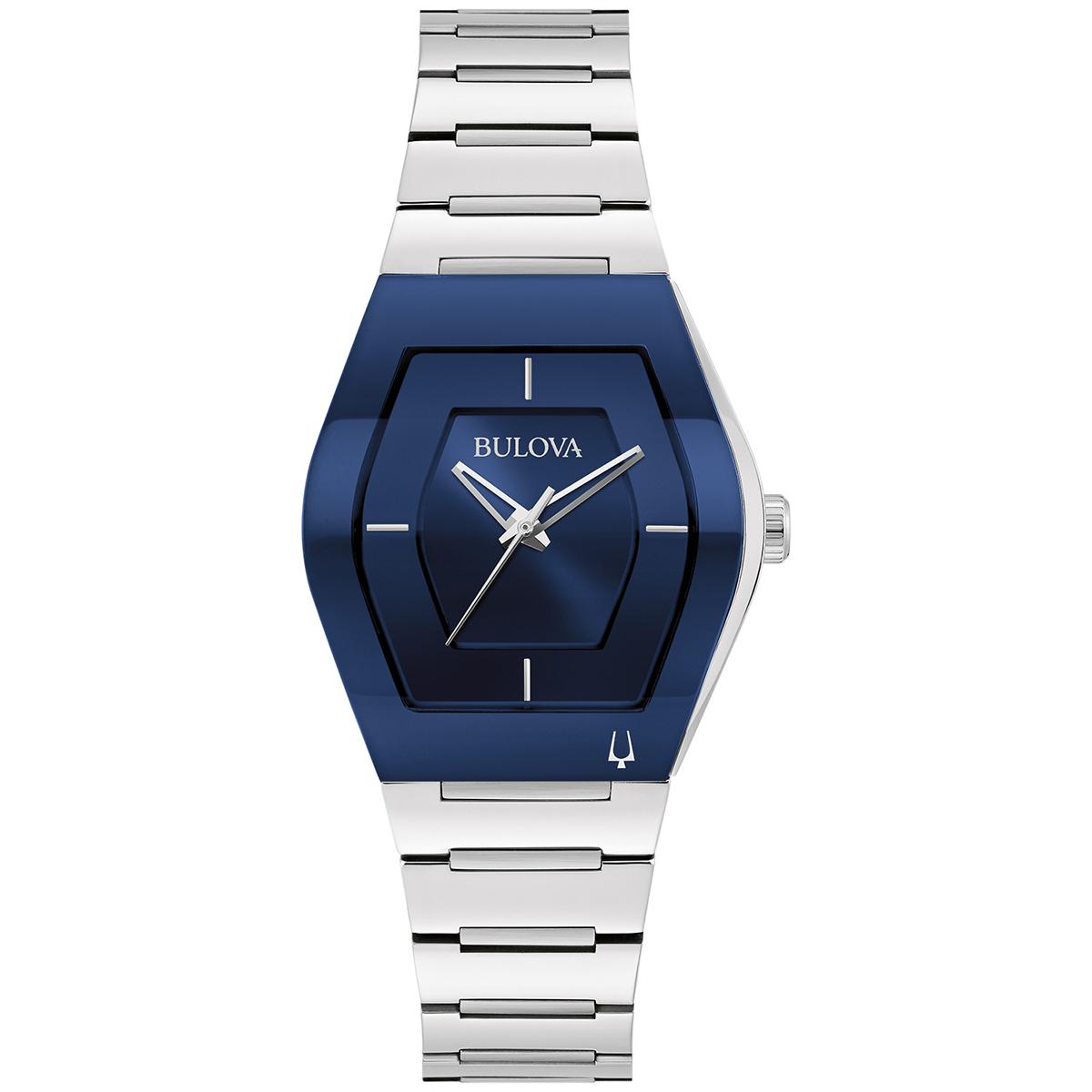 Womens Bulova Futuro Stainless Tonneau Blue Dial Watch -...