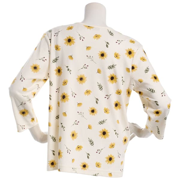 Womens Bonnie Evans Round Neck Sunflower Leaf Tee