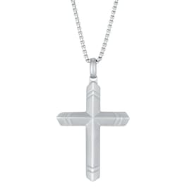 Mens Lynx Stainless Steel 24in. Chain Cross Pendant