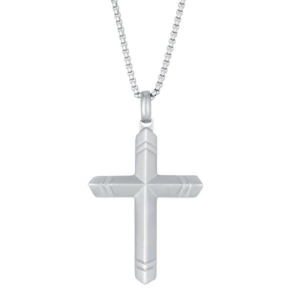 Mens Lynx Stainless Steel 24in. Chain Cross Pendant - image 