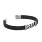 Mens Lynx Braided Leather & Black Ion Plated Curb Chain Bracelet - image 3