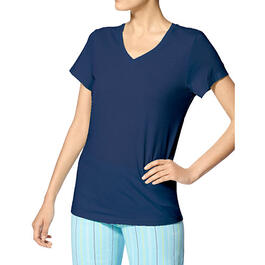 Plus Size HUE&#40;R&#41; Solid Short Sleeve V-Neck Pajama Tee