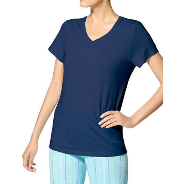 Plus Size HUE&#40;R&#41; Solid Short Sleeve V-Neck Pajama Tee - image 