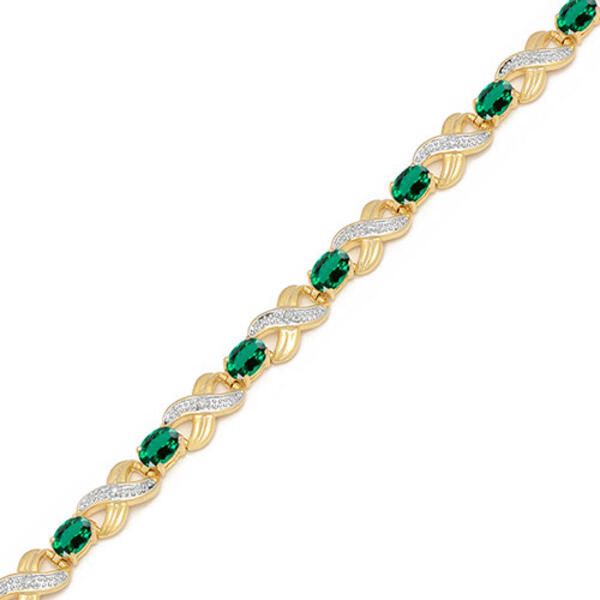 Gianni Argento Gold Plated & Lab Created Emerald XO Bracelet - image 