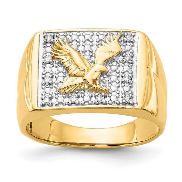 Mens Gentlemens Classics&#40;tm&#41; 14kt. Gold 1/10ctw. Diamond Eagle Ring - image 