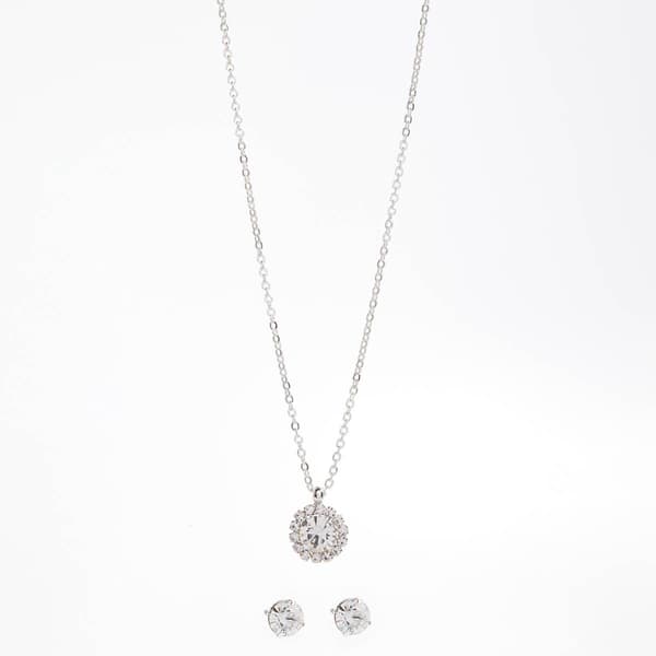 Rosa Rhinestones Circle Stone Pendant and Earring Set - image 