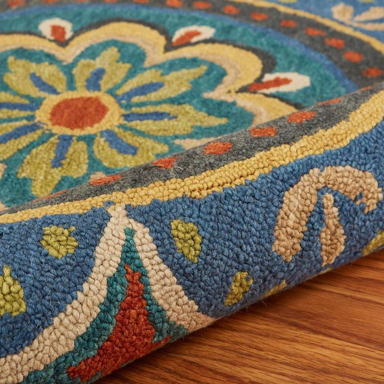 9th & Pike® Wool Floral Medallion Hand Tufted Round Area Rug