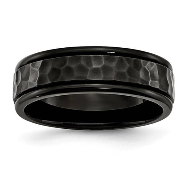 Mens Gentlemen's Classics&#40;tm&#41; Black Plated & Hammer Detailed Band - image 