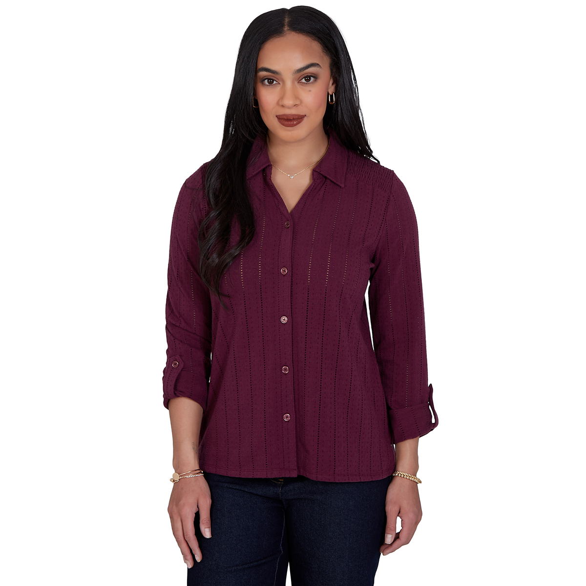 Plus Size Ruby Rd. English Countryside Cotton Dobby Solid Textur