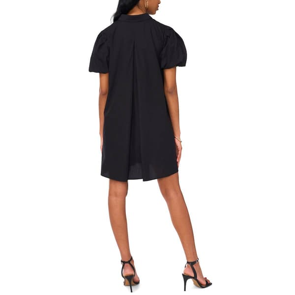 Womens MSK Puff Sleeve 1/4 Button Shift Dress