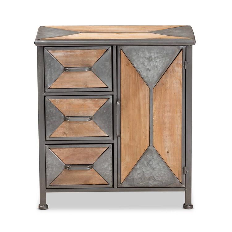Baxton Studio Laurel Oak Brown Wood 3-Drawer Storage Cabinet