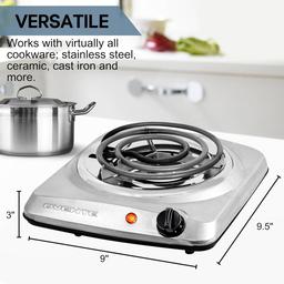 Ovente Electric Single Coil Burner Hot Plate Cooktop - Silver