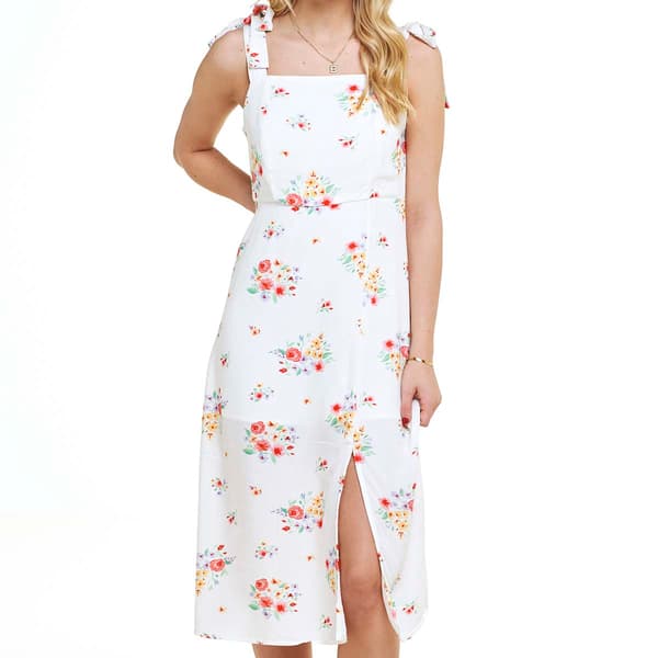 Juniors Self Esteem Tie Shoulder Floral Midi Dress
