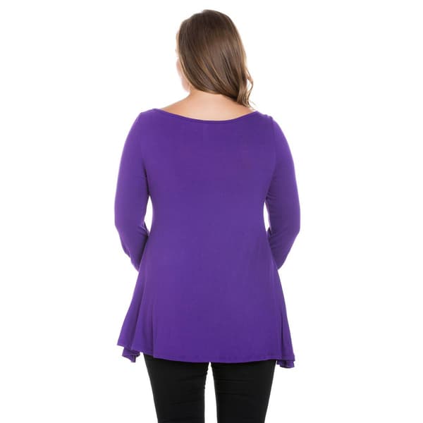 Plus Size 24/7 Comfort Apparel Ruched Sleeve Swing Tunic Top