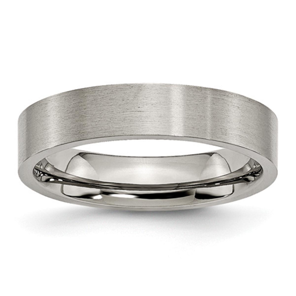 Mens Endless Affection™ Titanium Flat 5mm Brushed Wedding...