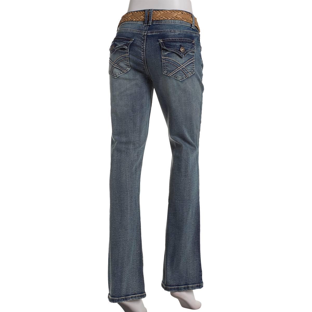 Juniors Wallflower Luscious Curvy Belted Bootcut Jeans