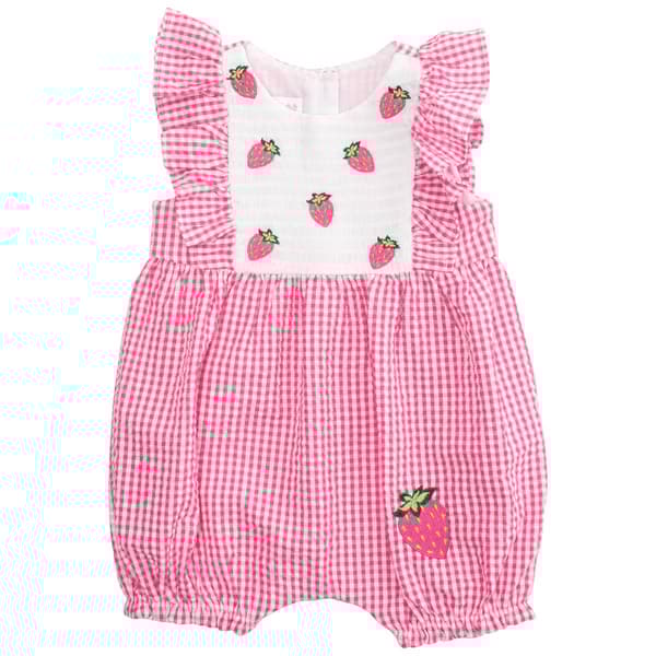 Baby Girl &#40;12-24M&#41; Bonnie Jean Smocked Strawberry Bubble Romper - image 