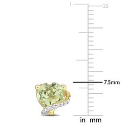 Gold Plated Sterling Silver Green Quartz & Diamond Stud Earrings