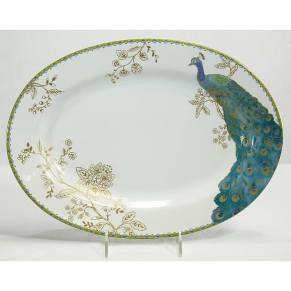 222 Fifth Peacock Garden White 16pc. Dinnerware Set