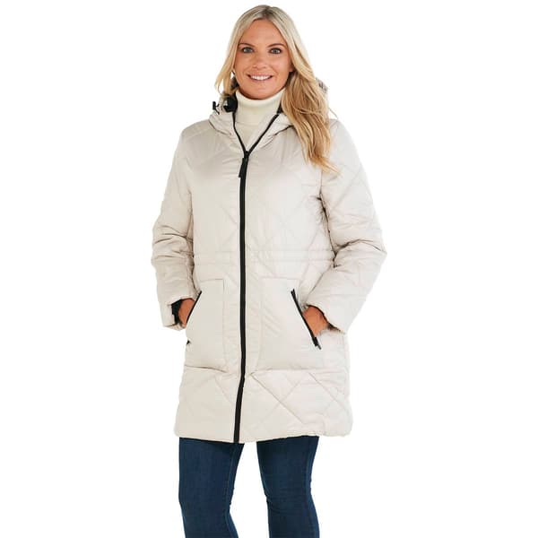 Plus Size Sebby 3 4 Diamond Puffer Coat