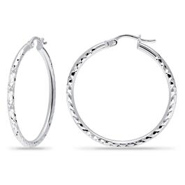Designs by FMC 2mmx30mm Diamond Cut Round Hoop Earrings