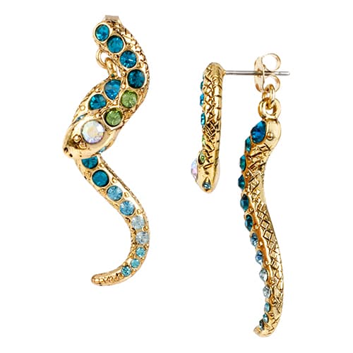 Betsey Johnson Crystal Snake Front & Back Earrings