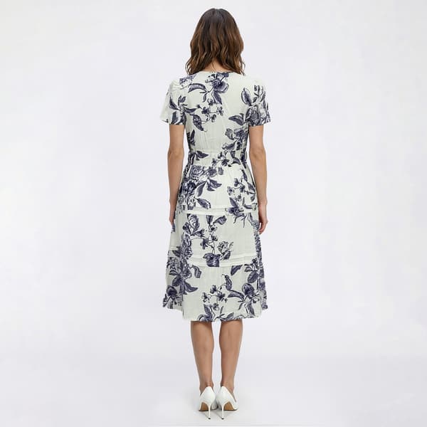 Womens Mlle Gabrielle Short Sleeve Floral Tier Pleat Maxi Dress