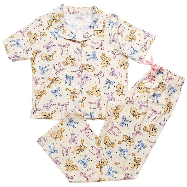 Juniors Looney Tunes Short Sleeve Tweety Bows Pajama Set