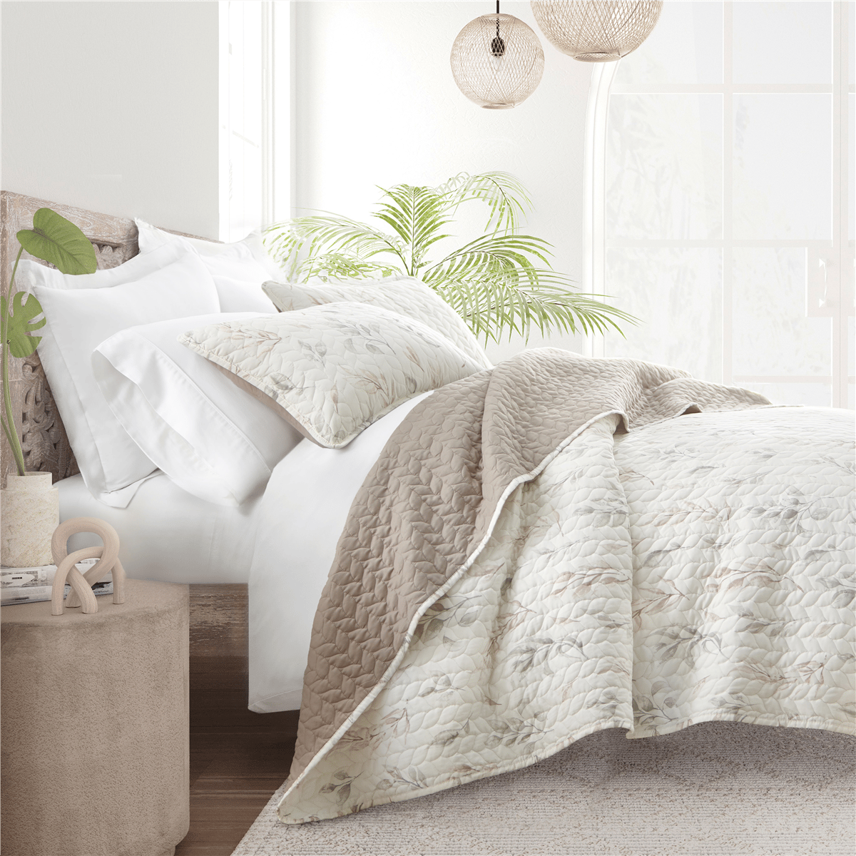 Open Video Modal for Soft Essentials Ultra-Soft Botanical Reversible Quilt Set