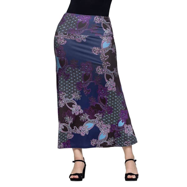 Womens 24/7 Comfort Apparel Purple Paisley A-Line Maxi Skirt - image 