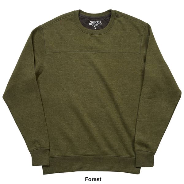 Mens North Hudson Suede Crew Neck Pieced Chest Sweatshirt