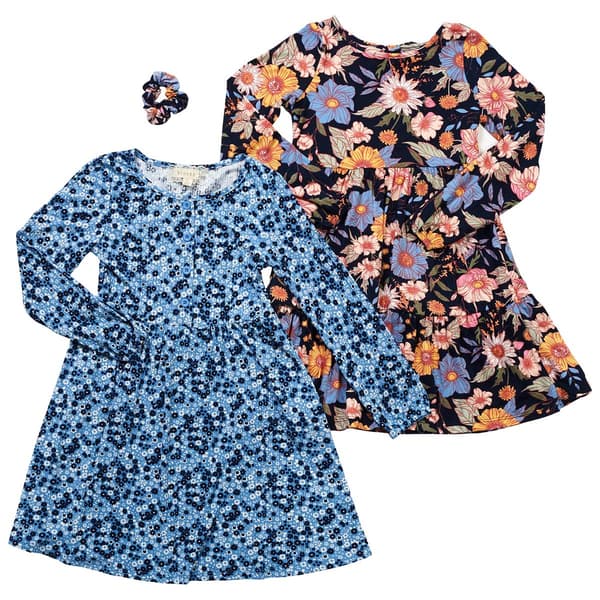 Girls &#40;7-16&#41; BTween&#40;R&#41; 2pk. Ribbed Ditsy & Keyhole Back Dresses - image 