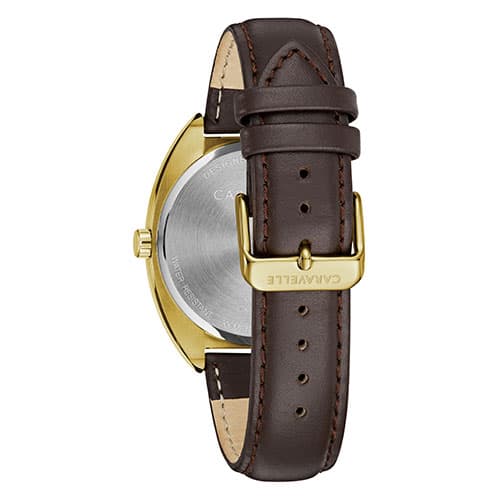 Mens Caravelle Brown Leather Strap Watch - 44C109