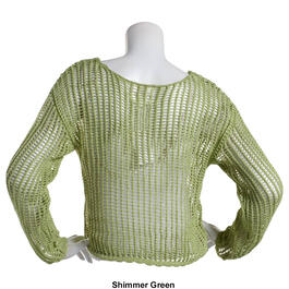 Juniors No Comment Shimmer Pointelle Sweater
