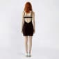 Juniors Jump Stretch Velvet Sequin Trim Slip Dress with Slit - image 3