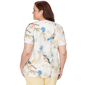 Plus Size Alfred Dunner Out Of The Blue Floral Birds V Neck Tee - image 2