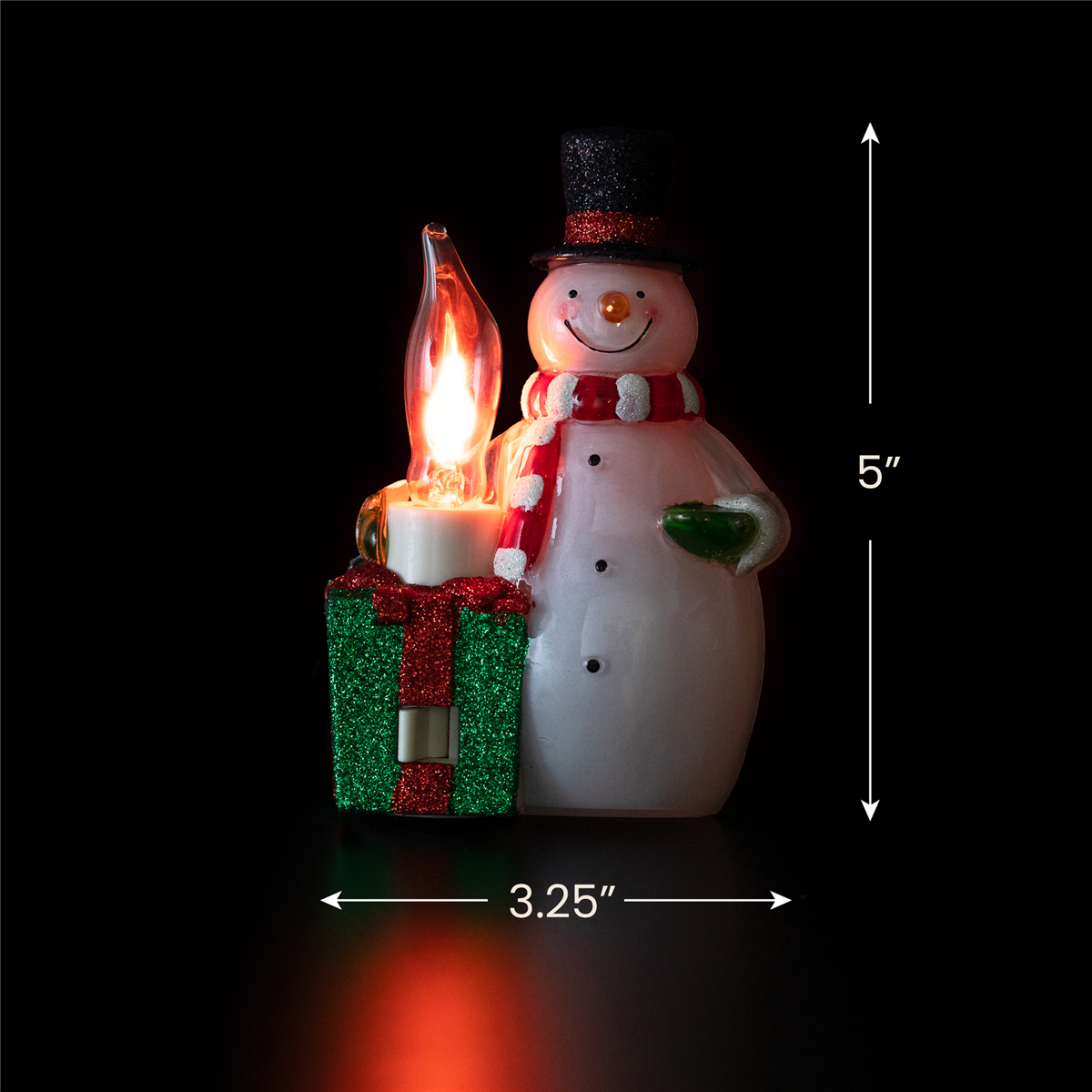 Northlight Snowman with Present Flickering Christmas Night Light