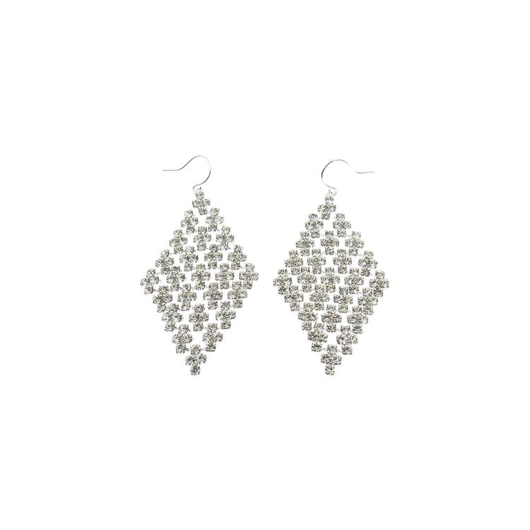 Rosa Rhinestones Silver-Tone-Plated Crystal Kite Earrings