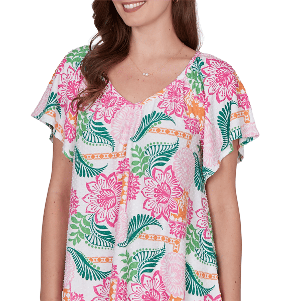 Womens Ruby Rd. Hothouse Florals Textured Floral Blouse
