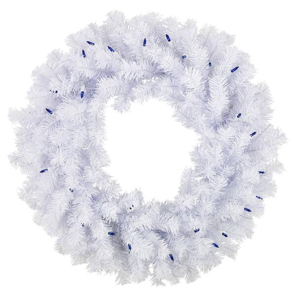 Pre-Lit Geneva 24in. White Spruce Artificial Christmas Wreath - image 
