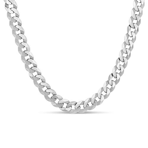 Mens Sterling Silver Diamond Cut Flat Curb Chain - image 