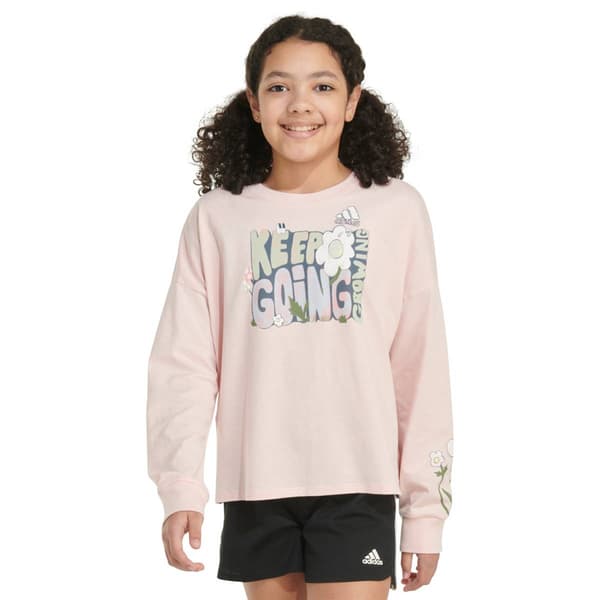 Girls &#40;7-16&#41; adidas&#40;R&#41; Long Sleeve Keep Going Waist Crew Tee