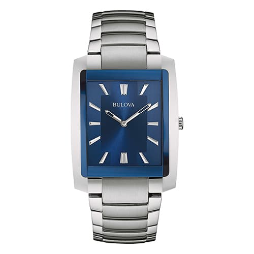 Mens Bulova Blue Dial Rectangular Bracelet Watch - 96A169 - image 