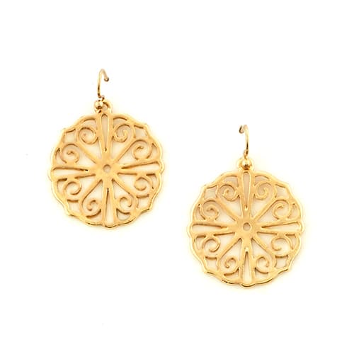 Freedom Nickel Free Gold Round Filigree Earrings - image 