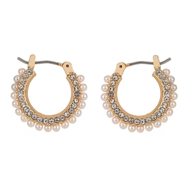Roman 15.6mm Gold-Tone Hoop Pearl Earrings - image 