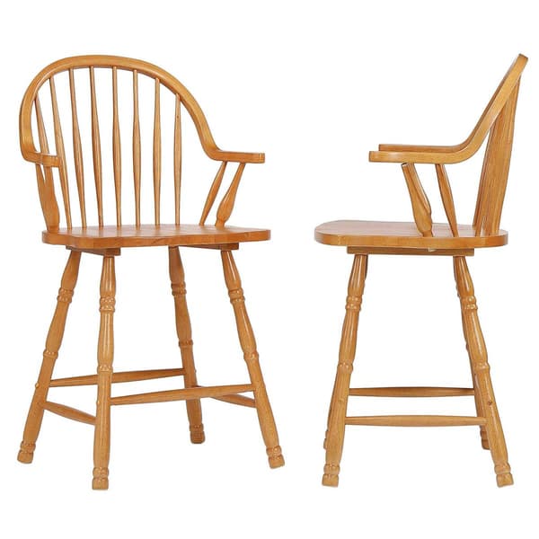 Besthom Oak Selections High Curved Back Bar Stools - Set of 2 - image 