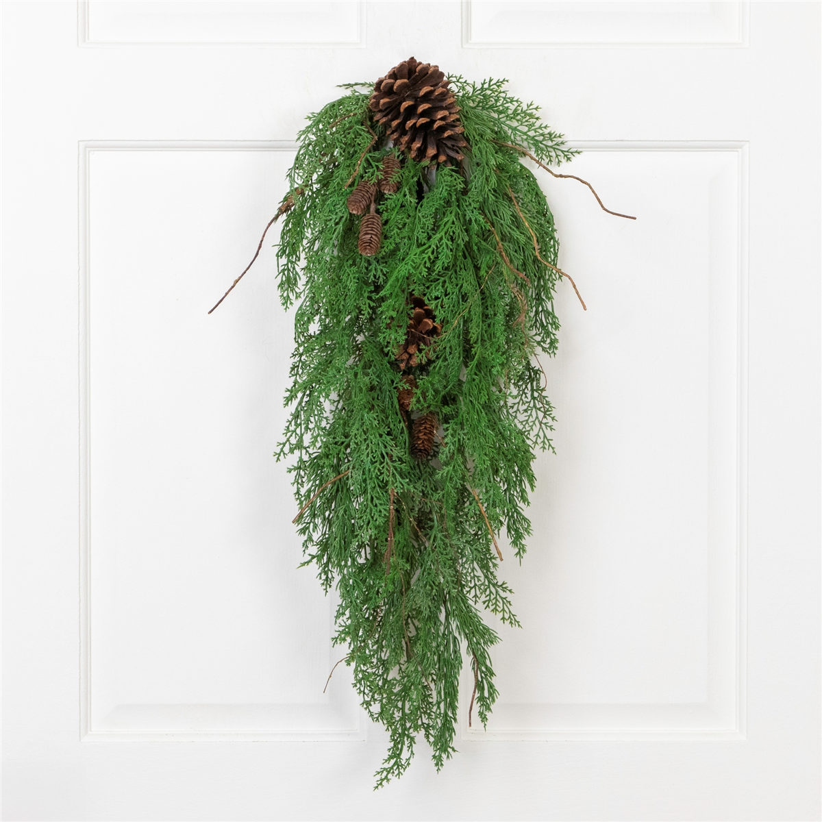 Northlight 26in. Pinecone & Cedar Christmas Teardrop Swag